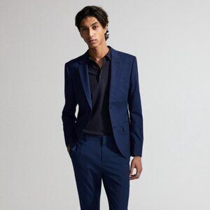 H&M Man | Skinny Fit Single-breasted Jacket | Dark Navy Blue in Size 34R
